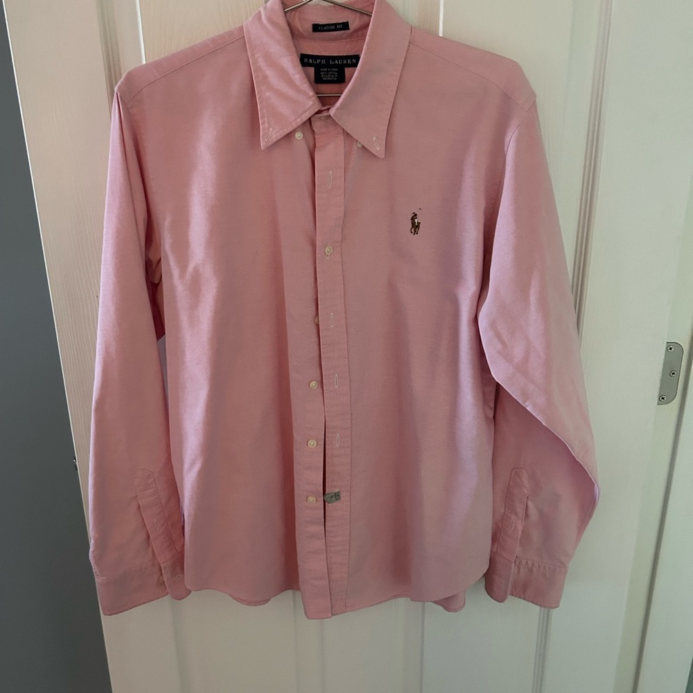 Pink Ralph Lauren Oxford cloth shirt.  Womens 16.